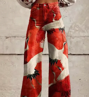 Palazzo Pants with Print for Women with High Waist and Wide Legs