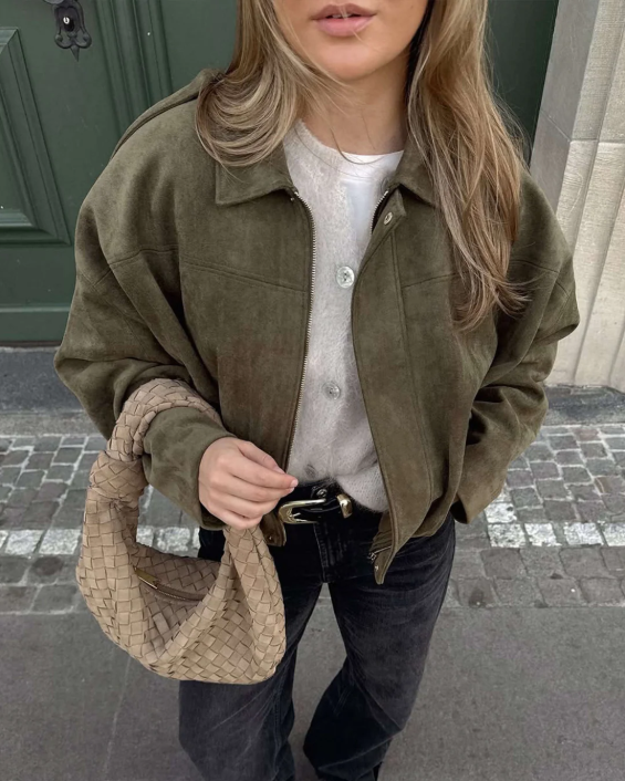 Women's Suede Oversized Warm Leather Jacket