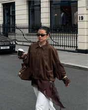 Women's Suede Oversized Warm Leather Jacket