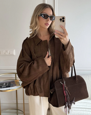 Women's Suede Oversized Warm Leather Jacket
