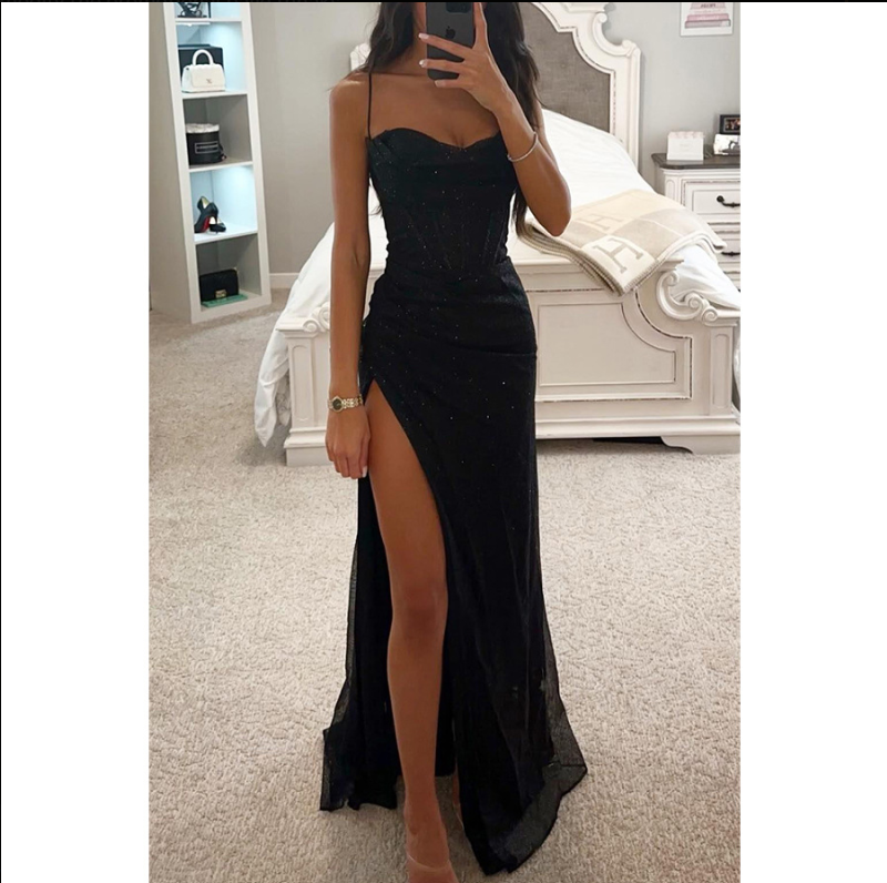 Party Dress for Women with Split and Satin Shine