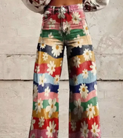 Palazzo Pants with Print for Women with High Waist and Wide Legs