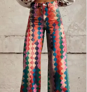 Palazzo Pants with Print for Women with High Waist and Wide Legs