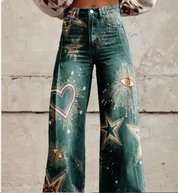 Palazzo Pants with Print for Women with High Waist and Wide Legs