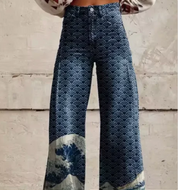 Palazzo Pants with Print for Women with High Waist and Wide Legs