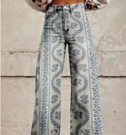 Palazzo Pants with Print for Women with High Waist and Wide Legs