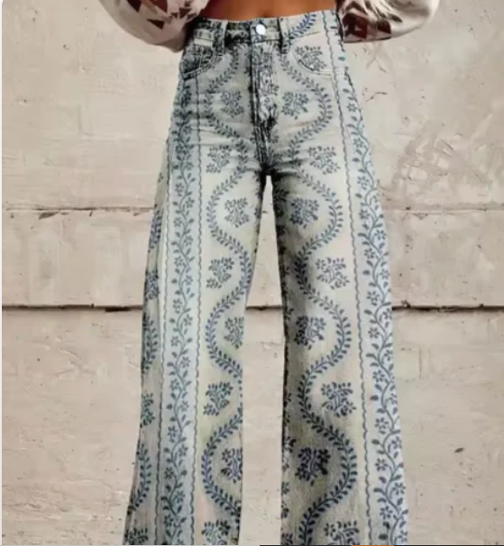 Palazzo Pants with Print for Women with High Waist and Wide Legs