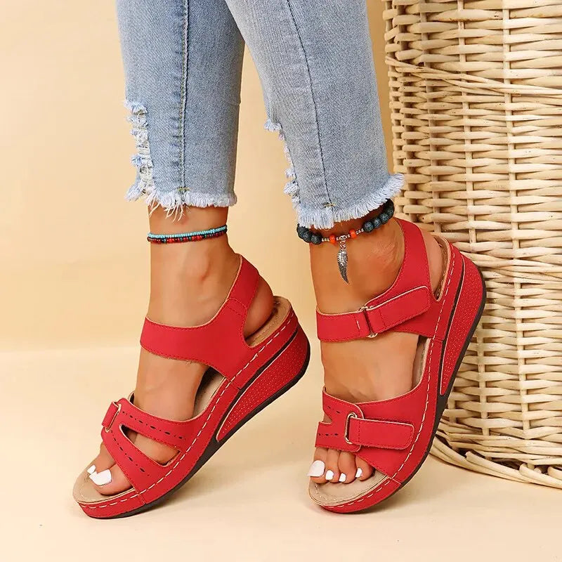 Casual Wedge Heel Sandals With Adjustable Closure For Women