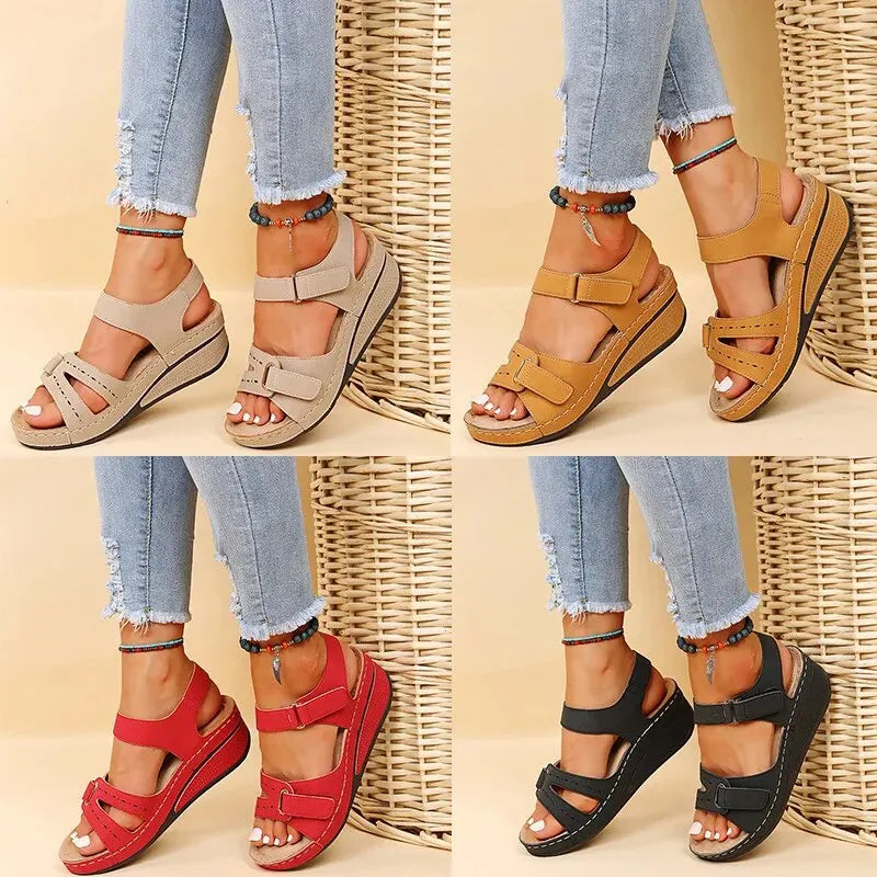 Casual Wedge Heel Sandals With Adjustable Closure For Women