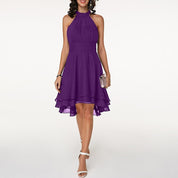 Luxury A-Line Mini Cocktail Dress for Women with Halter Neck