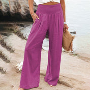 Palazzo Pants with Smocked Waist and Wide Legs
