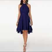 Luxury A-Line Mini Cocktail Dress for Women with Halter Neck