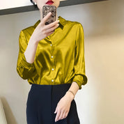 Satin Blouse for Women with Classic Collar and Elegant Fit
