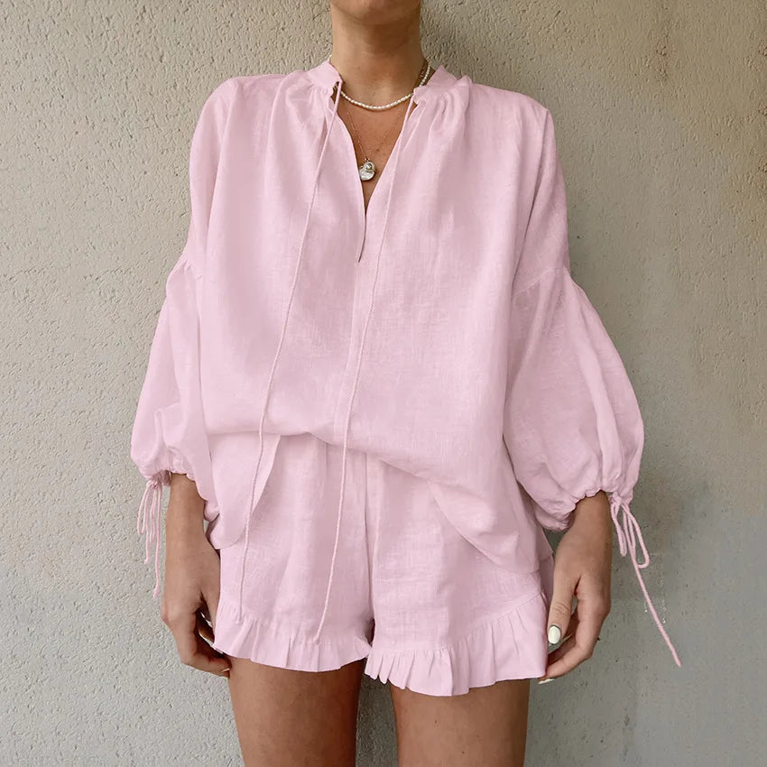 Junae - Airy summer set with top and shorts