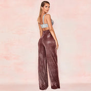 Glitter High-Waisted Wide-Leg Pants for Women