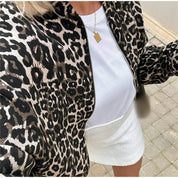 Women's Bomber Jacket with Leopard Print