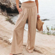 Palazzo Pants with Smocked Waist and Wide Legs