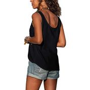 Tank Top with Buttons and Round Neck