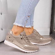 Comfortable Women's Sneakers with Zipper and Lace Closure