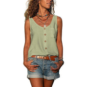 Tank Top with Buttons and Round Neck