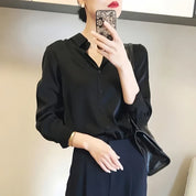 Satin Blouse for Women with Classic Collar and Elegant Fit