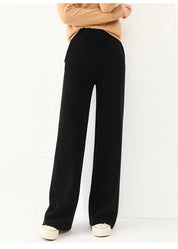 Luxury Women's Corduroy Pants with Wide Legs and Elastic Waist