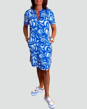 Casual Midi Dress for Women with Short Sleeves and Print