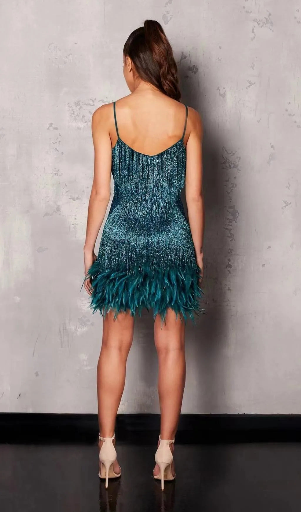 Elegant Glitter Mini Cocktail Dress With Fringe For Women