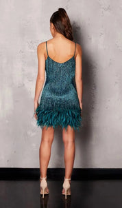 Elegant Glitter Mini Cocktail Dress With Fringe For Women