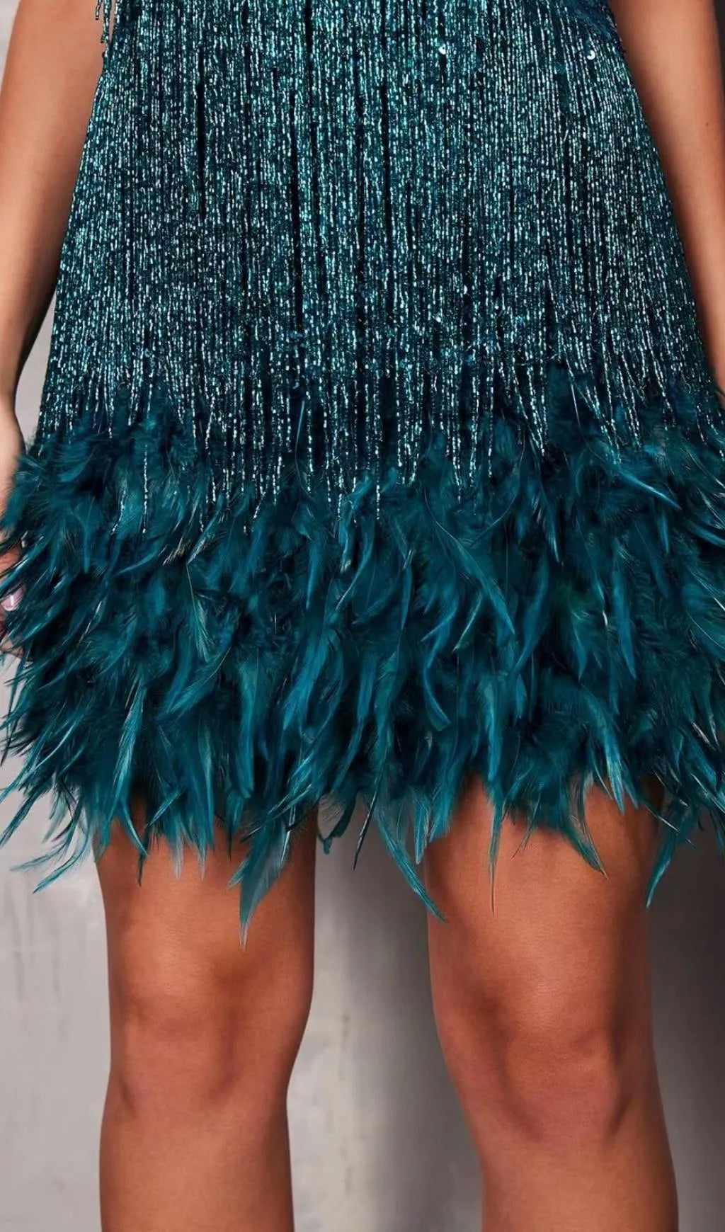 Elegant Glitter Mini Cocktail Dress With Fringe For Women