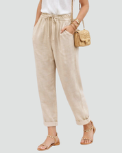Lightweight Pants with Elastic Waist and Tapered Legs