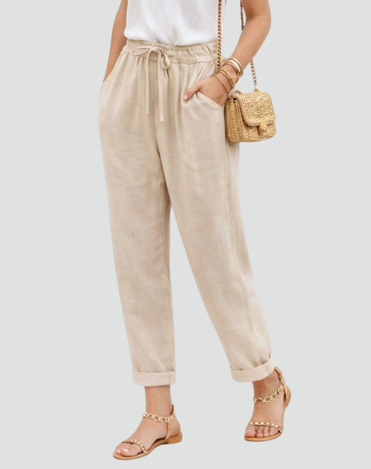 Lightweight Pants with Elastic Waist and Tapered Legs