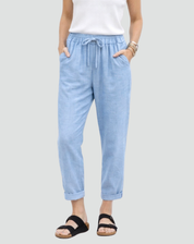 Lightweight Pants with Elastic Waist and Tapered Legs