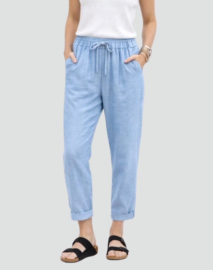Lightweight Pants with Elastic Waist and Tapered Legs