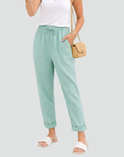 Lightweight Pants with Elastic Waist and Tapered Legs