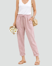 Lightweight Pants with Elastic Waist and Tapered Legs