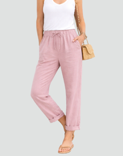 Lightweight Pants with Elastic Waist and Tapered Legs