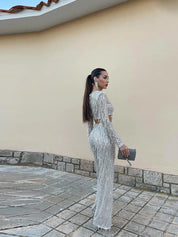 Glitter Sequin Women's Two-Piece Set with High Waist Pants