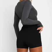 Elegant Women's Top with Long Sleeves and Straight Neckline