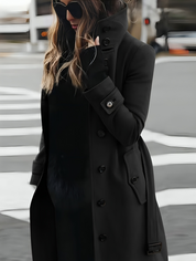 Women's Elegant Trench Coat with High Collar and Belt