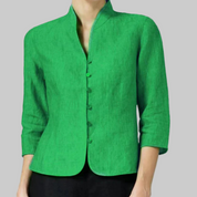 Stylish Airy Women’s Blouse with Stand-Up Collar and Buttons
