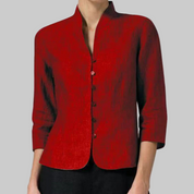 Stylish Airy Women’s Blouse with Stand-Up Collar and Buttons