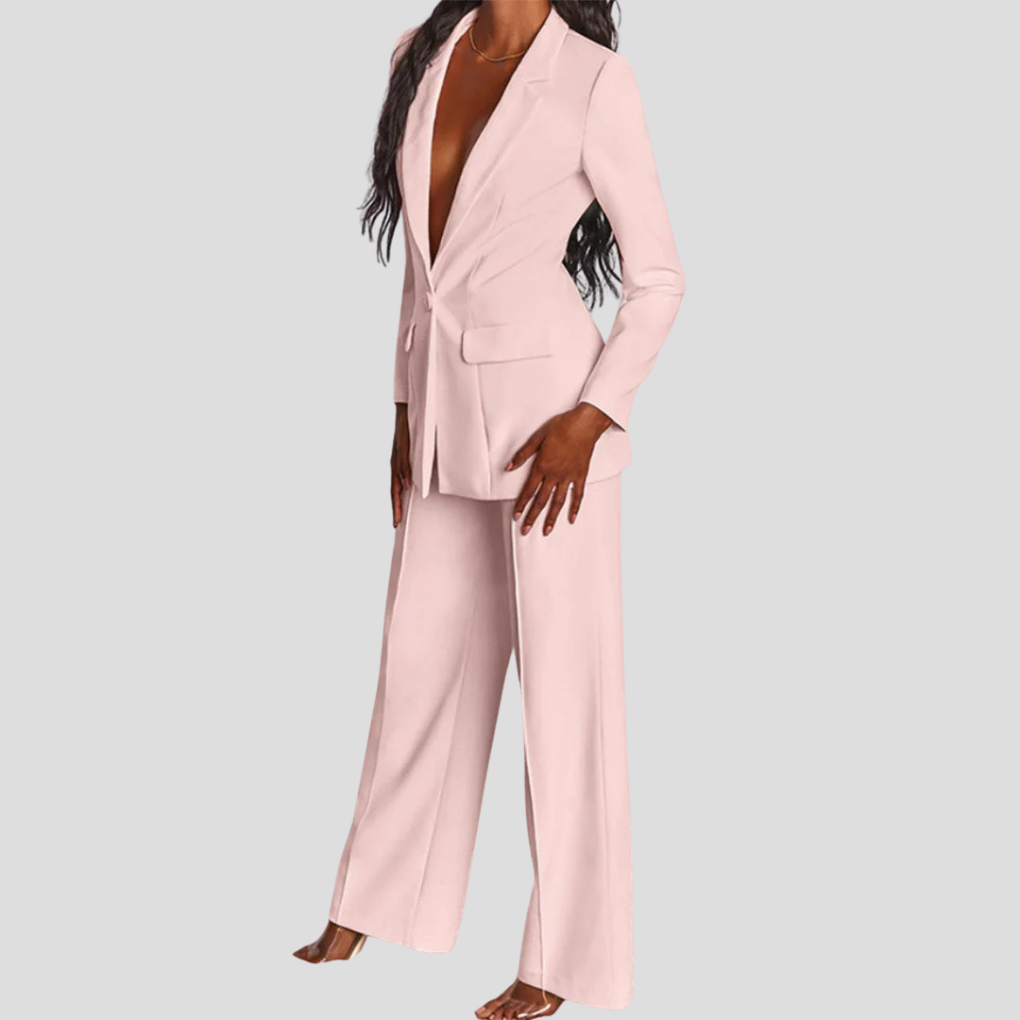Business Elegant Blazer Set With Pants For Women