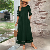 Elegant Maxi Party Dress for Women with Mesh Sleeves and Pockets