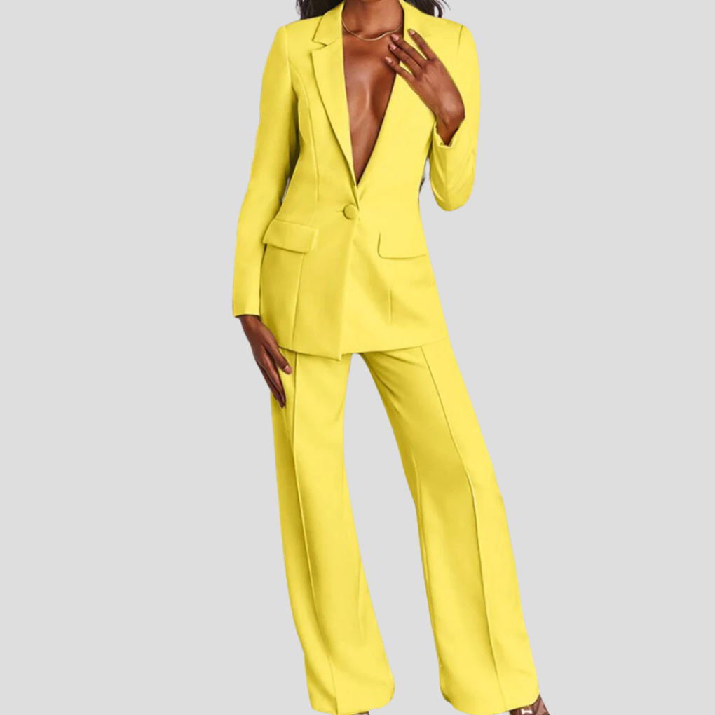 Business Elegant Blazer Set With Pants For Women