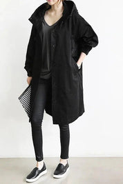 Nicky - Long trench coat with hood