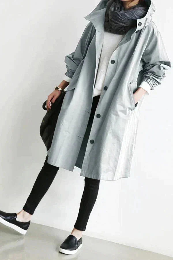 Nicky - Long trench coat with hood