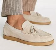Stylish Suede Loafers With Tassels For Men