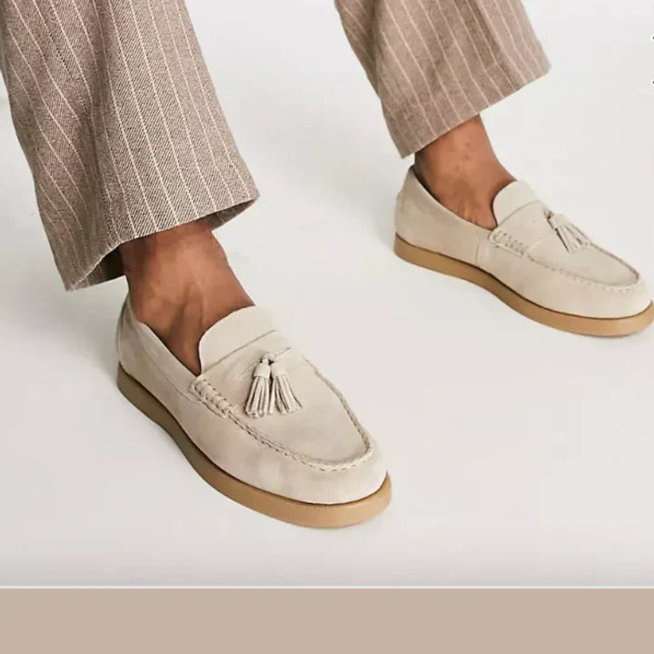Stylish Suede Loafers With Tassels For Men