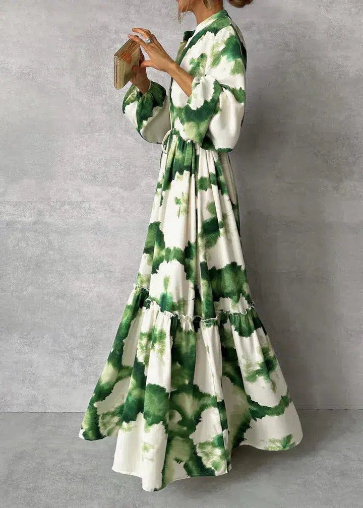 Farah - Maxi dress with long sleeves and pattern